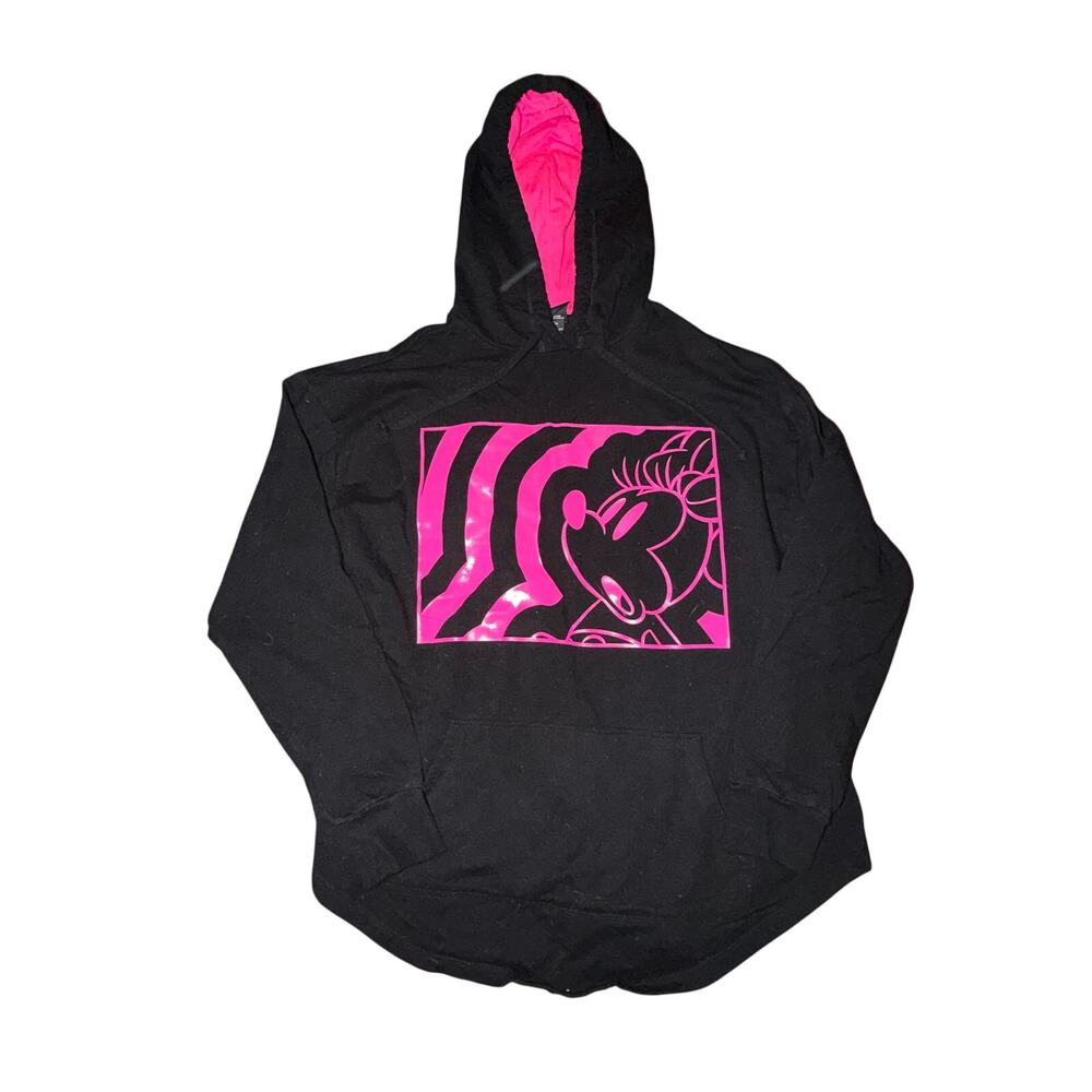 Torrid Disney Minnie Mouse Head Drop Shoulder Hoodie Womens Size 00 M Black Pink